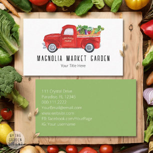 Tarjeta De Visita Camión de granja orgánica verduras mercado de agri