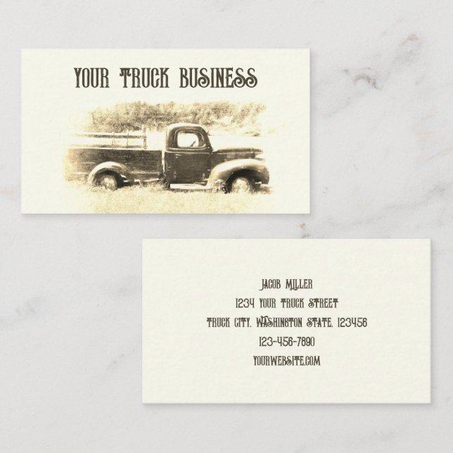Tarjeta De Visita Camión de granja Sepia Brown, un pueblo rústico (Anverso / Reverso)