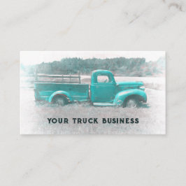 Tarjeta De Visita Camión de granja verde Verde azulado retro vintage