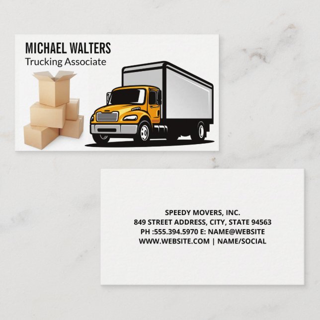 Tarjeta De Visita Camión de mercancías | Movers | Cajas (Anverso / Reverso)