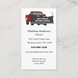 Tarjeta De Visita Camión de recolección de nieve con arado de nieve