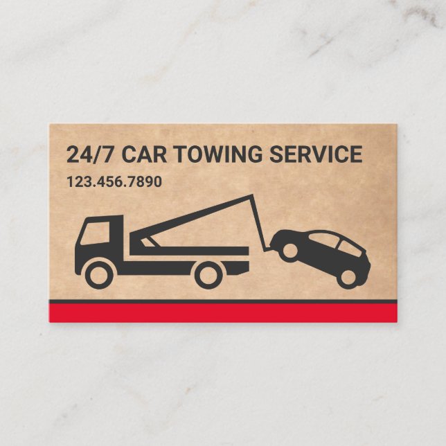 Tarjeta De Visita Camión de remolque para automóviles Brown Rustic K (Anverso)