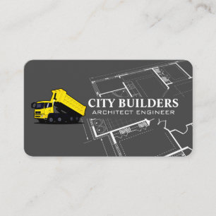 Tarjeta De Visita Camión de Volteo Construcción Logo Plano Azul