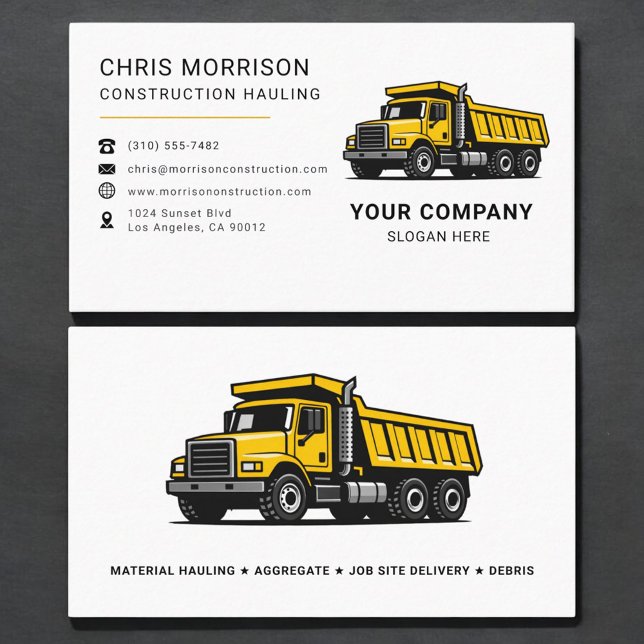 Tarjeta De Visita Camión de Volteo para Transporte de Construcción (Subido por el creador)