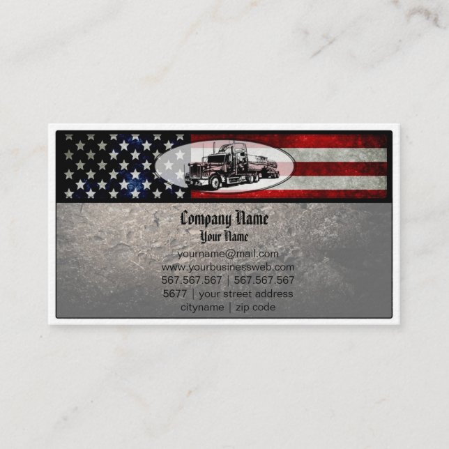 Tarjeta De Visita Camión en fondo de la bandera americana (Anverso)