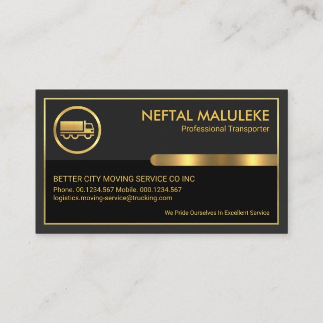 Tarjeta De Visita Camión especial de marco dorado para conducción (Anverso)