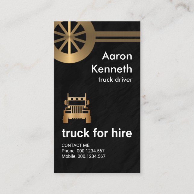 Tarjeta De Visita Camión Grunge Faux Metalizado de transporte subter (Anverso)