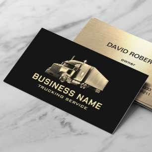 Tarjeta De Visita Camión moderno Black & Gold Semi