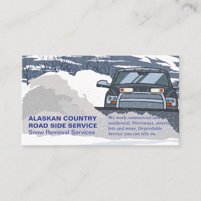 Tarjeta De Visita Camión moviendo la nieve en invierno (Anverso)
