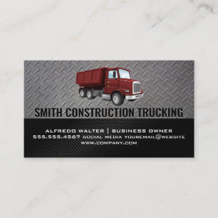 Tarjeta De Visita Camión Rojo De La Construcción