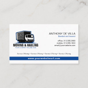Tarjeta De Visita Camión Traslado y entrega y servicio de envío de