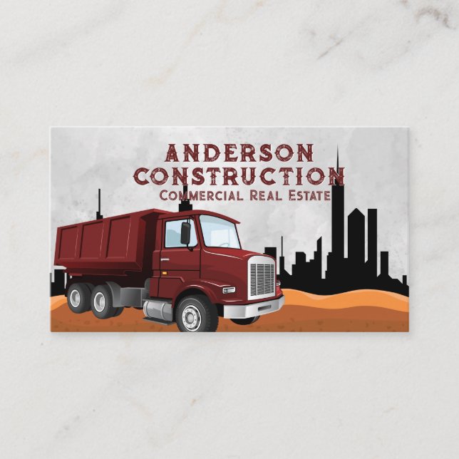 Tarjeta De Visita Camión volcado | Vehículo de construcción | Skylin (Anverso)
