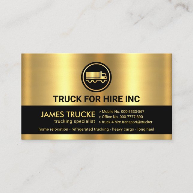 Tarjeta De Visita Camionero de capas grises de oro de moda (Anverso)