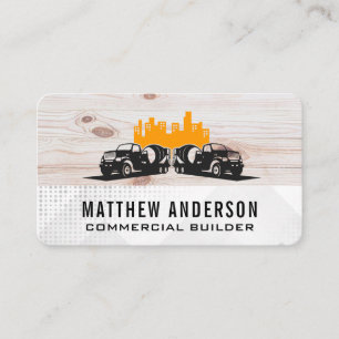 Tarjeta De Visita Camiones de Cemento   Madera Metal   Constructores