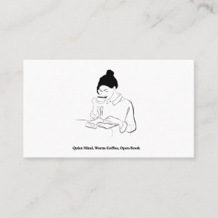 Tarjeta De Visita Camiseta de línea artística estética de libro y ca