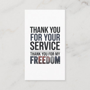 Tarjeta De Visita Camiseta Patriótica de Veterano Gracias por mi Lib