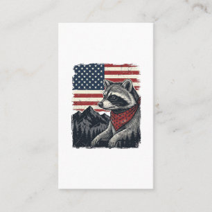 Tarjeta De Visita Camiseta vintage bandera patriótica de mapache de