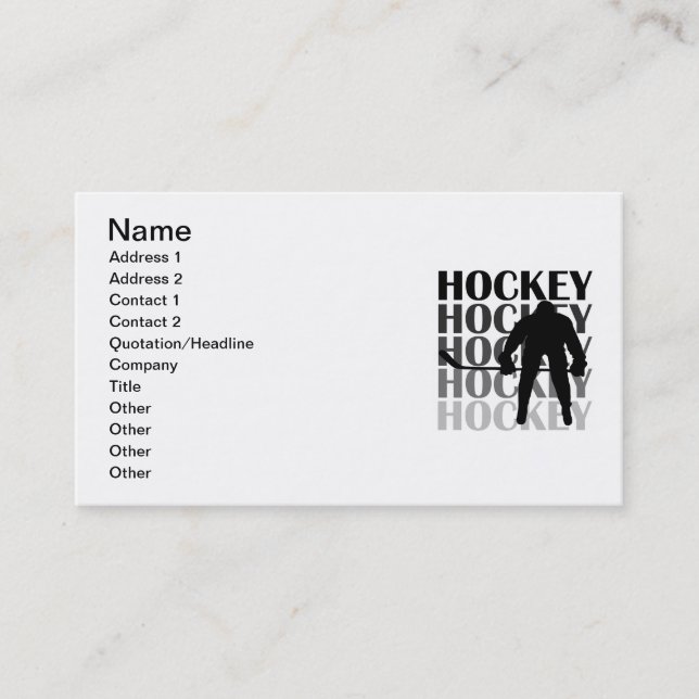 Tarjeta De Visita Camisetas y regalos de la silueta del hockey (Anverso)