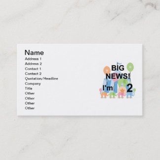 Tarjeta De Visita Camisetas y regalos del 2º cumpleaños de Big News