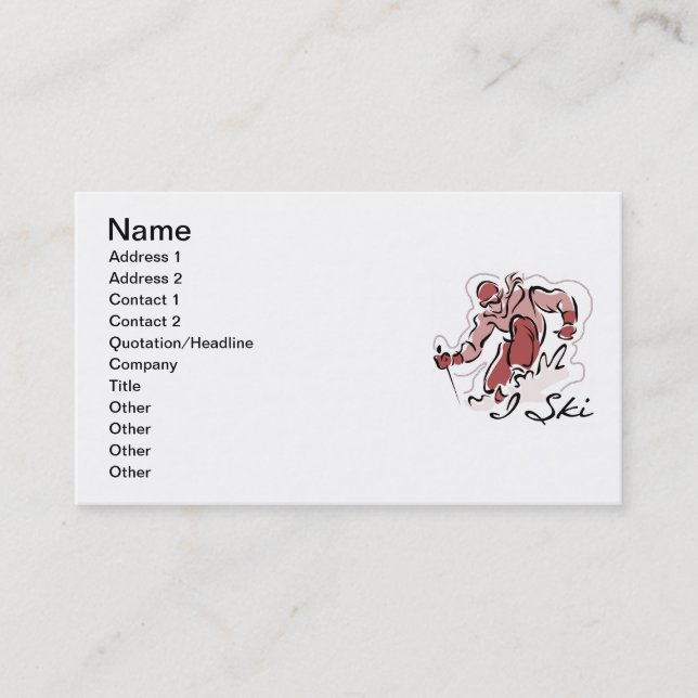 Tarjeta De Visita Camisetas y regalos del esquí de la hembra I (Anverso)