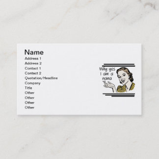 Tarjeta De Visita Camisetas y regalos retros de Nana