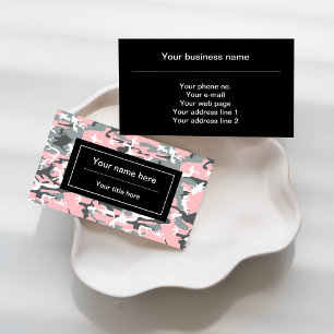 Tarjeta De Visita Camo rosa y gris, Camuflaje, Militar, Ejército
