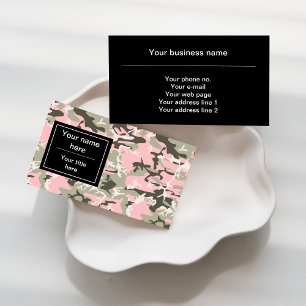 Tarjeta De Visita Camo rosa y verde, Camuflaje, Militar, Ejército