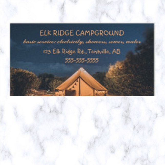 Tarjeta De Visita Campamento de tiendas editable (Subido por el creador)