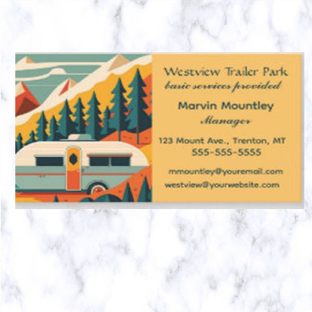 Tarjeta De Visita Campamento Editable Trailer Park (Subido por el creador)