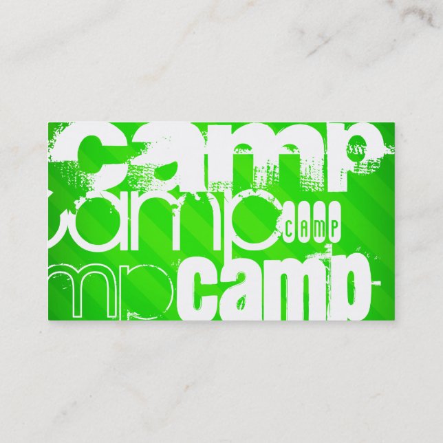 Tarjeta De Visita Campamento; Neon Green Stripes (Reverso)