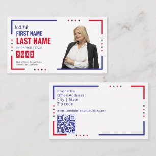 Tarjeta De Visita Campaña Electoral de Candidato Personalizada