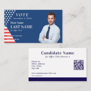 Tarjeta De Visita Campaña electoral personalizada Candidato Azul