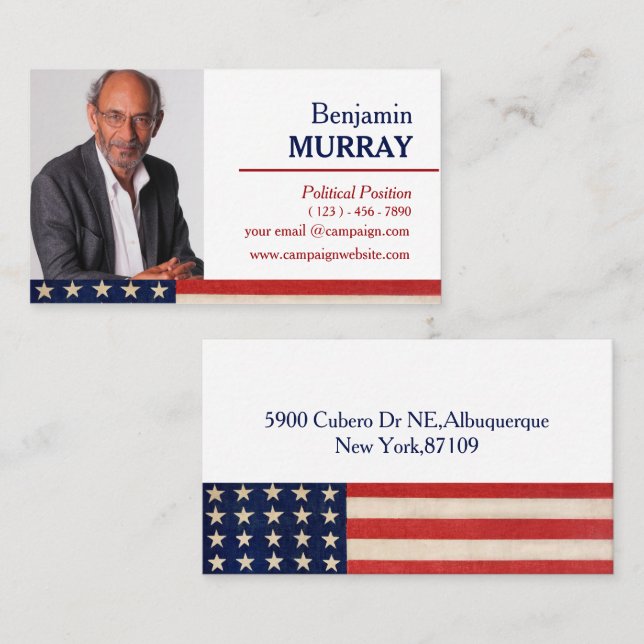 Tarjeta De Visita Campaña política fotográfica personalizado (Anverso / Reverso)