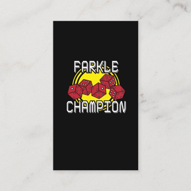 Tarjeta De Visita Campeón de Farkle - dado divertido que dice, juego (Anverso)