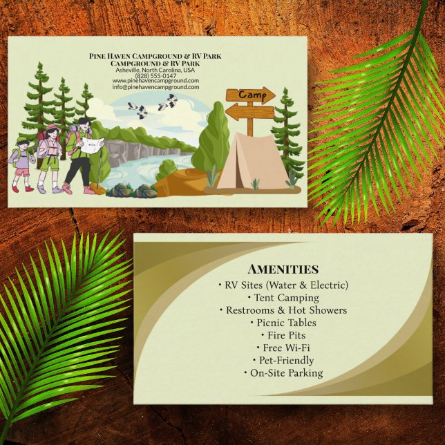 Tarjeta De Visita Campground RV Park Rustic Outdoor Business Design (Subido por el creador)