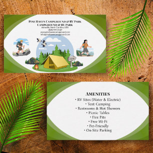 Tarjeta De Visita Camping al aire libre parque de RV diseño rústico