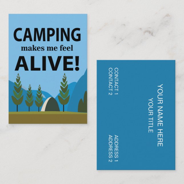 Tarjeta De Visita Camping Me Hace Sentir Vivo Camping (Anverso / Reverso)