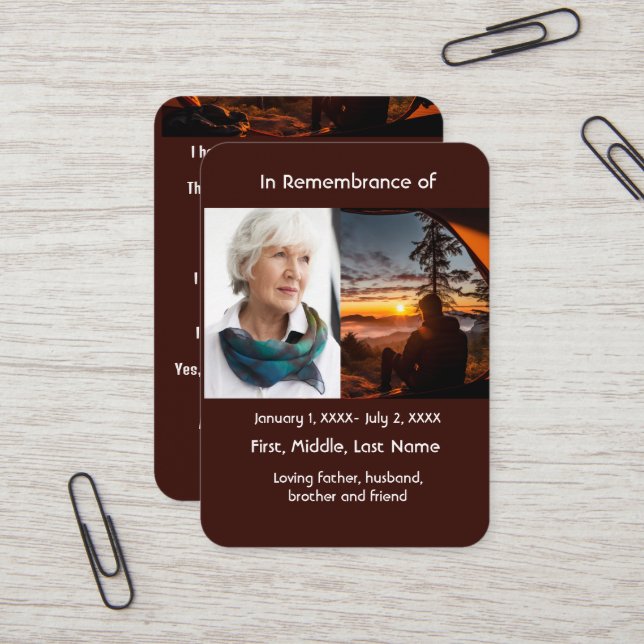 Tarjeta De Visita Camping Memorial Pocket Card (Anverso/Reverso In Situ)