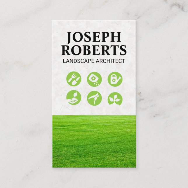 Tarjeta De Visita Campo de hierba | Logotipos de jardinería (Anverso)