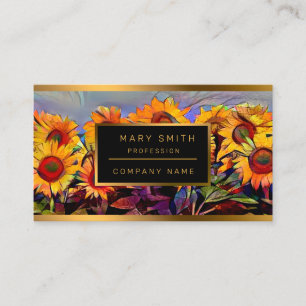 Tarjeta De Visita Campo De Oro De La Colección Elegante De Sunflower