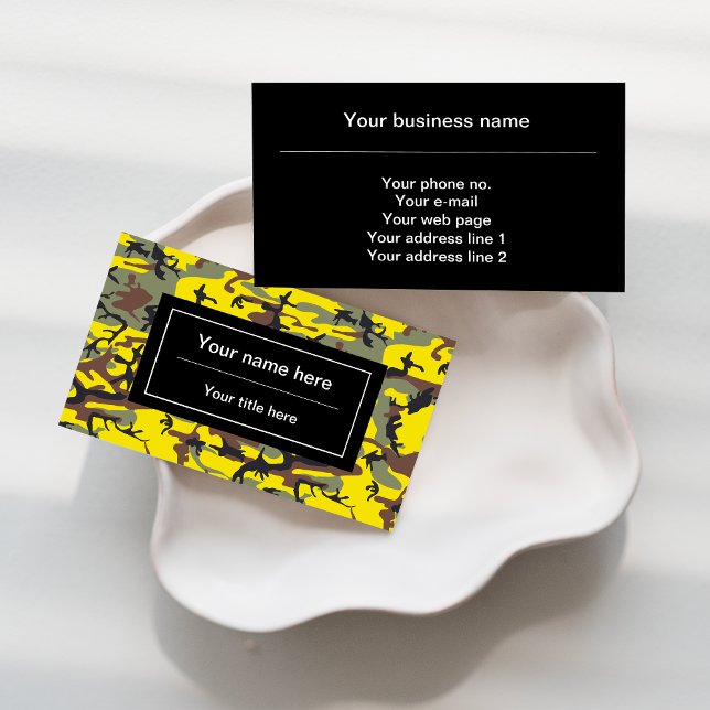 Tarjeta De Visita Camuflaje amarillo y marrón, ejército (Subido por el creador)