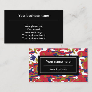Tarjeta De Visita Camuflaje, Azul Blanco Rojo Dorado, Militar, Ejérc