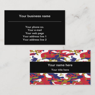 Tarjeta De Visita Camuflaje, Azul Blanco Rojo Dorado, Militar, Ejérc
