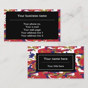 Tarjeta De Visita Camuflaje, Azul Blanco Rojo Dorado, Militar, Ejérc