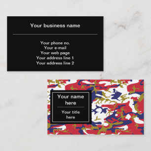 Tarjeta De Visita Camuflaje, Azul Blanco Rojo Dorado, Militar, Ejérc