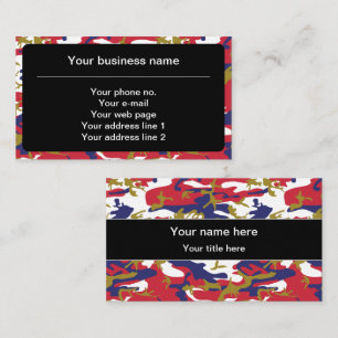 Tarjeta De Visita Camuflaje, Azul Blanco Rojo Dorado, Militar, Ejérc