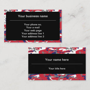 Tarjeta De Visita Camuflaje, Azul Blanco Rojo Gris, Militar, Ejércit