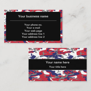 Tarjeta De Visita Camuflaje, Azul Blanco Rojo Gris, Militar, Ejércit