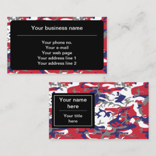 Tarjeta De Visita Camuflaje, Azul Blanco Rojo Gris, Militar, Ejércit