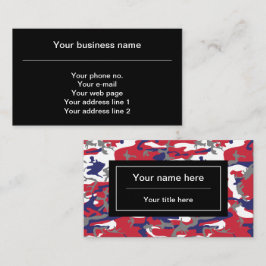 Tarjeta De Visita Camuflaje, Azul Blanco Rojo Gris, Militar, Ejércit